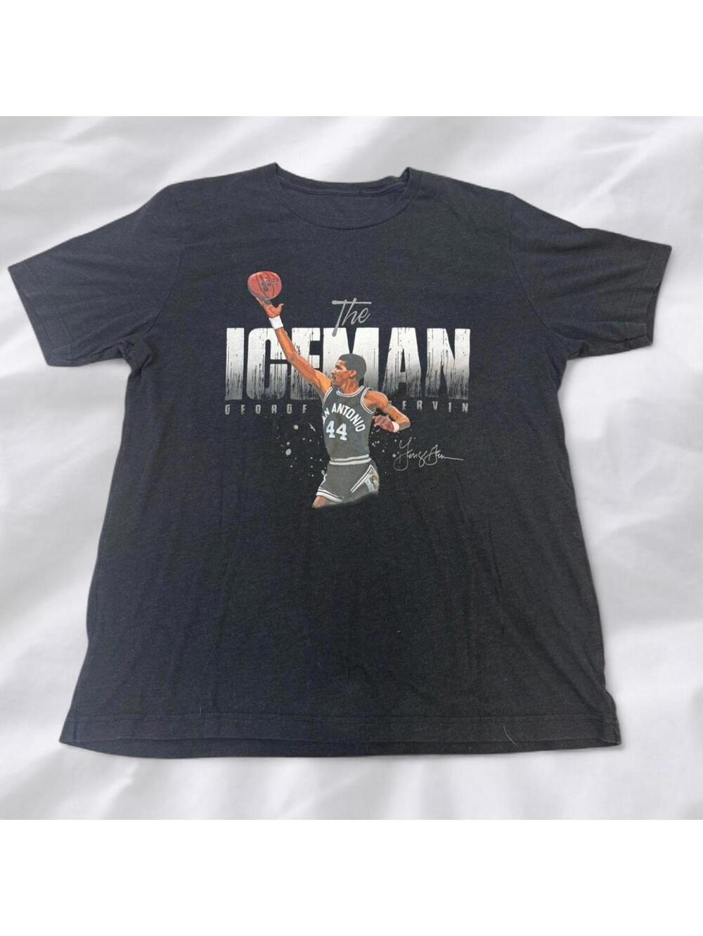 Vintage-style George Gervin “The Iceman” tee Black graphic